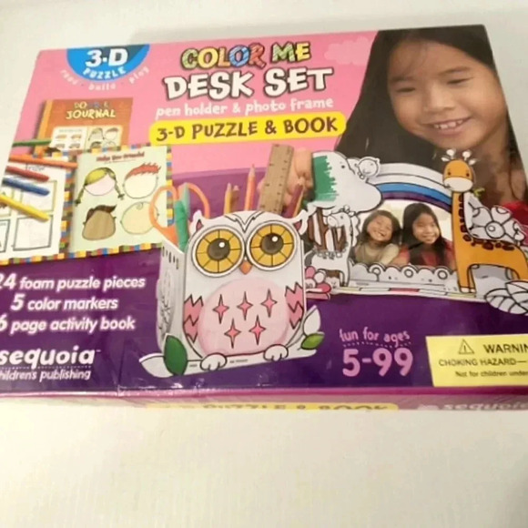 Creative 3D Coloring Puzzle & Book DIY Painting with 5 Color markers "Owl" - Picture 5 of 9